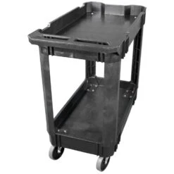 Husky 2-Tier Plastic 4-Wheeled Service Cart In Black With 500 Lbs. Capacity 15 Husky 2-Tier Plastic 4-Wheeled Service Cart In Black With 500 Lbs. Capacity -Husky Tools Shop black husky utility carts 410 111 0111 76 1000