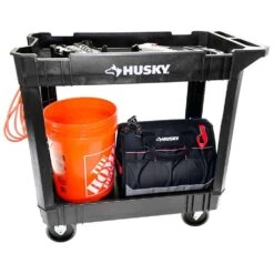 Husky 2-Tier Plastic 4-Wheeled Service Cart In Black With 500 Lbs. Capacity 13 Husky 2-Tier Plastic 4-Wheeled Service Cart In Black With 500 Lbs. Capacity -Husky Tools Shop black husky utility carts 410 111 0111 c3 1000