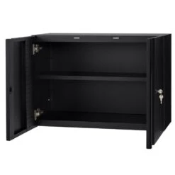 Husky Extra Wide Heavy Duty Welded 20-Gauge Steel Wall Mounted Garage Cabinet In Black (32 In. W X 22 In. H X 14 In. D) 16 Husky Extra Wide Heavy Duty Welded 20-Gauge Steel Wall Mounted Garage Cabinet In Black (32 In. W X 22 In. H X 14 In. D) -Husky Tools Shop black husky wall mounted cabinets htc1000010 ex 1d 1000