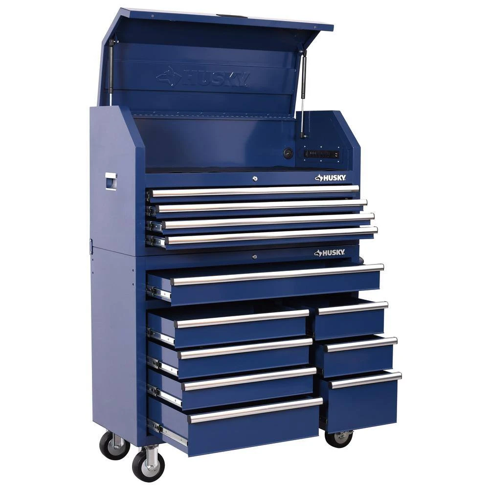 Husky Standard Duty 42 In. X 18 In. D 12-Drawer Blue Rolling Tool Chest Combo 6 Husky Standard Duty 42 In. X 18 In. D 12-Drawer Blue Rolling Tool Chest Combo - Image 4
