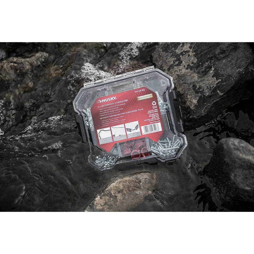 Husky 6 In. 6-Compartment Waterproof Storage Bin Small Parts Organizer 7 Husky 6 In. 6-Compartment Waterproof Storage Bin Small Parts Organizer - Image 5