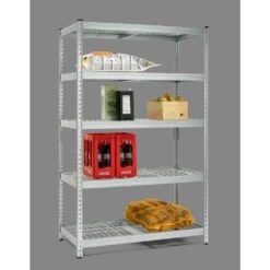 Husky 5-Tier Riveted Steel Garage Storage Shelving Unit In Silver (48 In. W X 78 In. H X 24 In. D) -Husky Tools Shop gavanised husky freestanding shelving units 426007 1d 1000