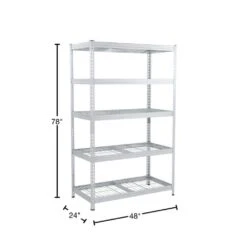 Husky 5-Tier Riveted Steel Garage Storage Shelving Unit In Silver (48 In. W X 78 In. H X 24 In. D) -Husky Tools Shop gavanised husky freestanding shelving units 426007 40 1000