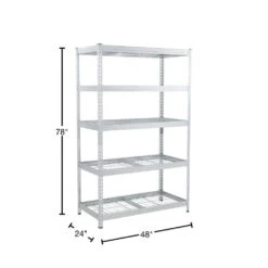 Husky 5-Tier Riveted Steel Garage Storage Shelving Unit In Silver (48 In. W X 78 In. H X 24 In. D) -Husky Tools Shop gavanised husky freestanding shelving units 426007 76 1000