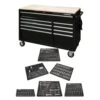 Husky 52 In. W X 25 In. D 9-Drawer Gloss Black Mobile Workbench Tool Chest With Mechanics Tool Set In Foam (370-Piece) -Husky Tools Shop gloss black husky mobile workbenches h370eva52mwbbkcb 64 1000