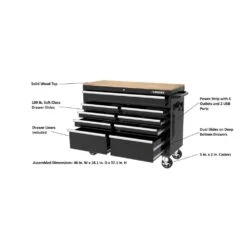 Husky Tool Storage 46 In. W X 18 In. D 9-Drawer Mobile Workbench Cabinet In Gloss Black -Husky Tools Shop gloss black husky mobile workbenches h46x18mwc9blk 31 1000
