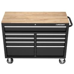 Husky Tool Storage 46 In. W X 18 In. D 9-Drawer Mobile Workbench Cabinet In Gloss Black -Husky Tools Shop gloss black husky mobile workbenches h46x18mwc9blk fa 1000