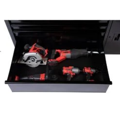 Husky 56 In. W X 24.5 In. D Deep 5-Drawer 1-Door Gloss Black Deep Tool Chest Mobile Workbench With Hardwood Top -Husky Tools Shop gloss black husky mobile workbenches h56mwc5gbkxd tl 44 1000