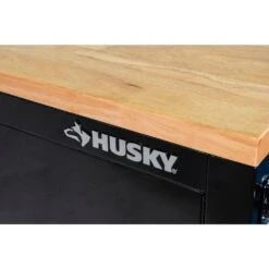 Husky 84 In. W X 18 In. D 9-Drawer Mobile Workbench With Wood Top In Gloss Black -Husky Tools Shop gloss black husky mobile workbenches hotc8409b11m 1d 1000