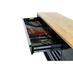 Husky 84 In. W X 18 In. D 9-Drawer Mobile Workbench With Wood Top In Gloss Black -Husky Tools Shop gloss black husky mobile workbenches hotc8409b11m 31 1000