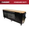 Husky 84 In. W X 18 In. D 9-Drawer Mobile Workbench With Wood Top In Gloss Black -Husky Tools Shop gloss black husky mobile workbenches hotc8409b11m 64 1000