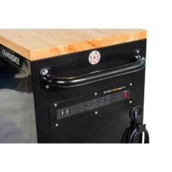 Husky 84 In. W X 18 In. D 9-Drawer Mobile Workbench With Wood Top In Gloss Black -Husky Tools Shop gloss black husky mobile workbenches hotc8409b11m fa 1000