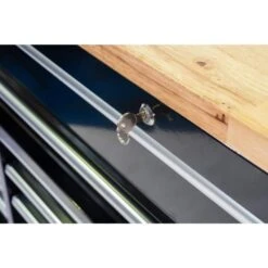 Husky 84 In. W 18 In. D 15-Drawer Mobile Workbench With Wood Top In Gloss Black -Husky Tools Shop gloss black husky mobile workbenches hotc8415b11m 66 1000