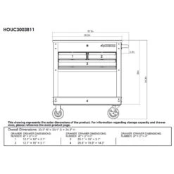 Husky 30 In. Wide By 20 In. Deep 3-Drawer Mechanics Tool Cart, Gloss Black -Husky Tools Shop gloss black husky tool carts houc3003b11 a0 1000