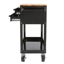 Husky Tool Storage 3-Drawer 36 In. W Standard Duty Gloss Black Rolling Tool Cart With Hardwood Top -Husky Tools Shop gloss black husky tool carts houc3603b1qwk 4f 1000