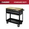 Husky Tool Storage 3-Drawer 36 In. W Standard Duty Gloss Black Rolling Tool Cart With Hardwood Top -Husky Tools Shop gloss black husky tool carts houc3603b1qwk 64 1000