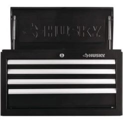 Husky 26 In. W X 12 In. D Standard Duty 4-Drawer Top Tool Chest In Gloss Black -Husky Tools Shop gloss black husky top tool chests hkst98065bk 1d 1000