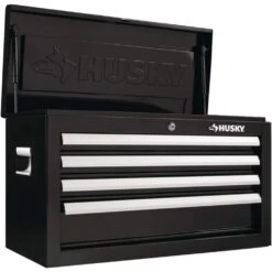 Husky 26 In. W X 12 In. D Standard Duty 4-Drawer Top Tool Chest In Gloss Black -Husky Tools Shop gloss black husky top tool chests hkst98065bk 31 1000