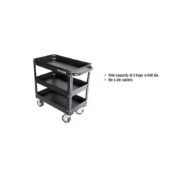 Husky 28 In. Wide 17 In. Deep 3 Tier Cart, Gloss Black -Husky Tools Shop gloss black husky utility carts houc28a3b11 31 1000