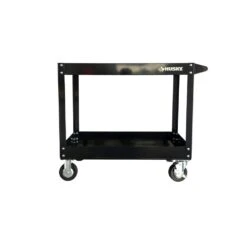 Husky 36 In. W X 24.1 In. Deep 2 Tier Cart, Gloss Black -Husky Tools Shop gloss black husky utility carts houc36a2b11 4f 1000