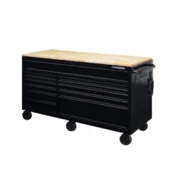 Husky 62 In. W X 36 In. D Standard Duty 12-Drawer Mobile Workbench Tool Chest With Full Length Extension Table In All Black -Husky Tools Shop gloss black with black trim husky mobile workbenches hotc6212b11m 1f 1000