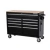 Husky 46 In. W X 18 In. D 9-Drawer Black Mobile Workbench Cabinet -Husky Tools Shop gloss black with silver trim husky mobile workbenches h46mwc9v18 64 1000