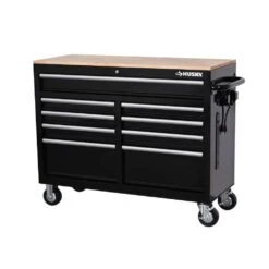 Husky 46 In. W X 18 In. D 9-Drawer Black Mobile Workbench Cabinet