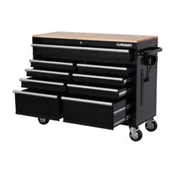 Husky 46 In. W X 18 In. D 9-Drawer Black Mobile Workbench Cabinet 20 Husky 46 In. W X 18 In. D 9-Drawer Black Mobile Workbench Cabinet -Husky Tools Shop gloss black with silver trim husky mobile workbenches h46mwc9v18 c3 1000