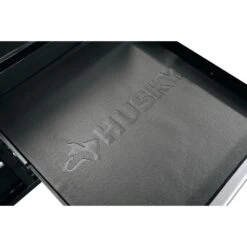 Husky 52 In. W X 25 In. D Standard Duty 9-Drawer Mobile Workbench Tool Chest With Solid Wood Top In Gloss Black -Husky Tools Shop gloss black with silver trim husky mobile workbenches hotc5209b12m c3 1000