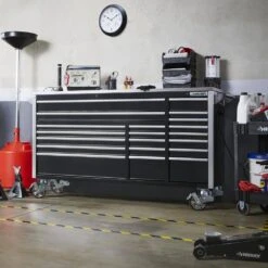 Husky Tool Storage 72 In. W X 25 In. D Professional Duty Black Mobile Workbench Cabinet With Stainless Steel Top -Husky Tools Shop gloss black with silver trim husky mobile workbenches hpro72mwc20blk 44 1000