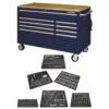 Husky 52 In. W X 25 In. D 9-Drawer Gloss Blue Mobile Workbench Tool Chest With Mechanics Tool Set In Foam (370-Piece) -Husky Tools Shop gloss blue husky mobile workbenches h370eva52mwbblucb 64 1000