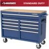 Husky Tool Storage 46 In. W X 18 In. D 9-Drawer Gloss Blue Mobile Workbench Cabinet -Husky Tools Shop gloss blue husky mobile workbenches h46x18mwc9blu 64 1000
