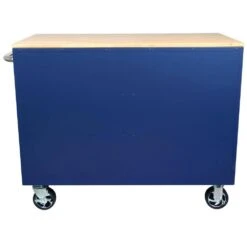 Husky 46 In. W X 24.5 In. D Standard Duty 9-Drawer Mobile Workbench Cabinet With Solid Wood Top In Gloss Blue -Husky Tools Shop gloss blue with silver trim husky mobile workbenches h46mwc9gbv2 77 1000
