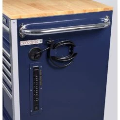 Husky 52 In. W X 25 In. D 10-Drawer Mobile Workbench Tool Chest With Solid Wood Work Top In Gloss Blue -Husky Tools Shop gloss blue with silver trim husky mobile workbenches h52mwc10blu 66 1000