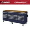 Husky Tool Storage 72 In. W Standard Duty Gloss Blue Mobile Workbench Tool Chest -Husky Tools Shop gloss blue with silver trim husky mobile workbenches hotc7218b31m 64 1000