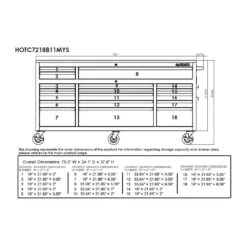 Husky 72 In. W X 24 In. D 18-Drawer Standard Duty Mobile Workbench Tool Chest With Solid Wood Top And Pegboard In Gloss Blue -Husky Tools Shop gloss blue with silver trim husky mobile workbenches hotc7218b32m 40 1000