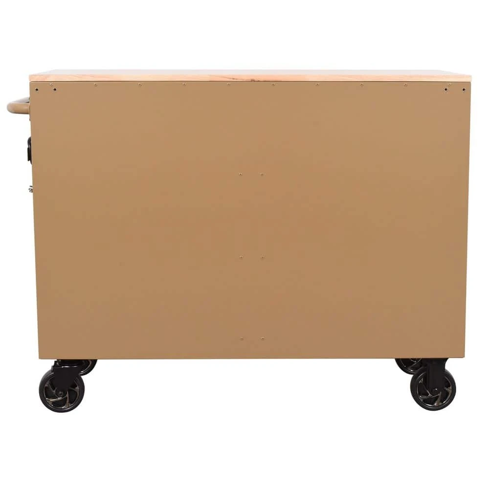 Husky Standard Duty 46 In. W X 18 In. D 9-Drawer Gloss Tan Mobile Workbench Cabinet With Solid Wood Top 8 Husky Standard Duty 46 In. W X 18 In. D 9-Drawer Gloss Tan Mobile Workbench Cabinet With Solid Wood Top - Image 6
