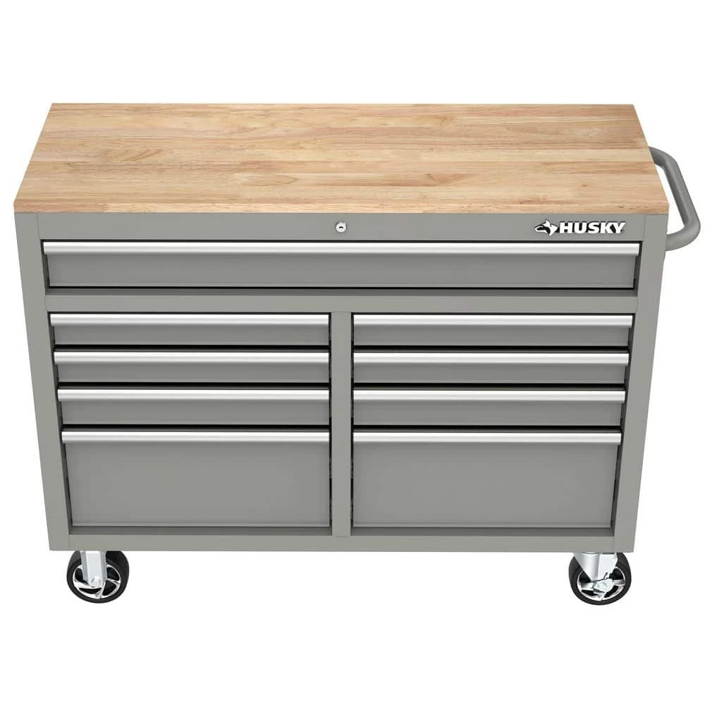 Husky Tool Storage 46 In. W Gloss Gray Mobile Workbench Cabinet 13 Husky Tool Storage 46 In. W Gloss Gray Mobile Workbench Cabinet - Image 11