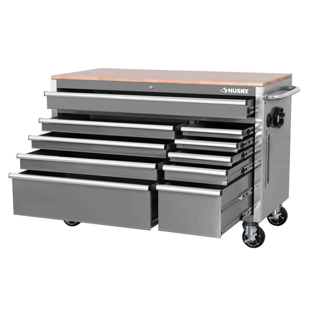 Husky Tool Storage 52 In. W X 25 In. D Standard Duty Gloss Gray Mobile Workbench Tool Chest 15 Husky Tool Storage 52 In. W X 25 In. D Standard Duty Gloss Gray Mobile Workbench Tool Chest - Image 13