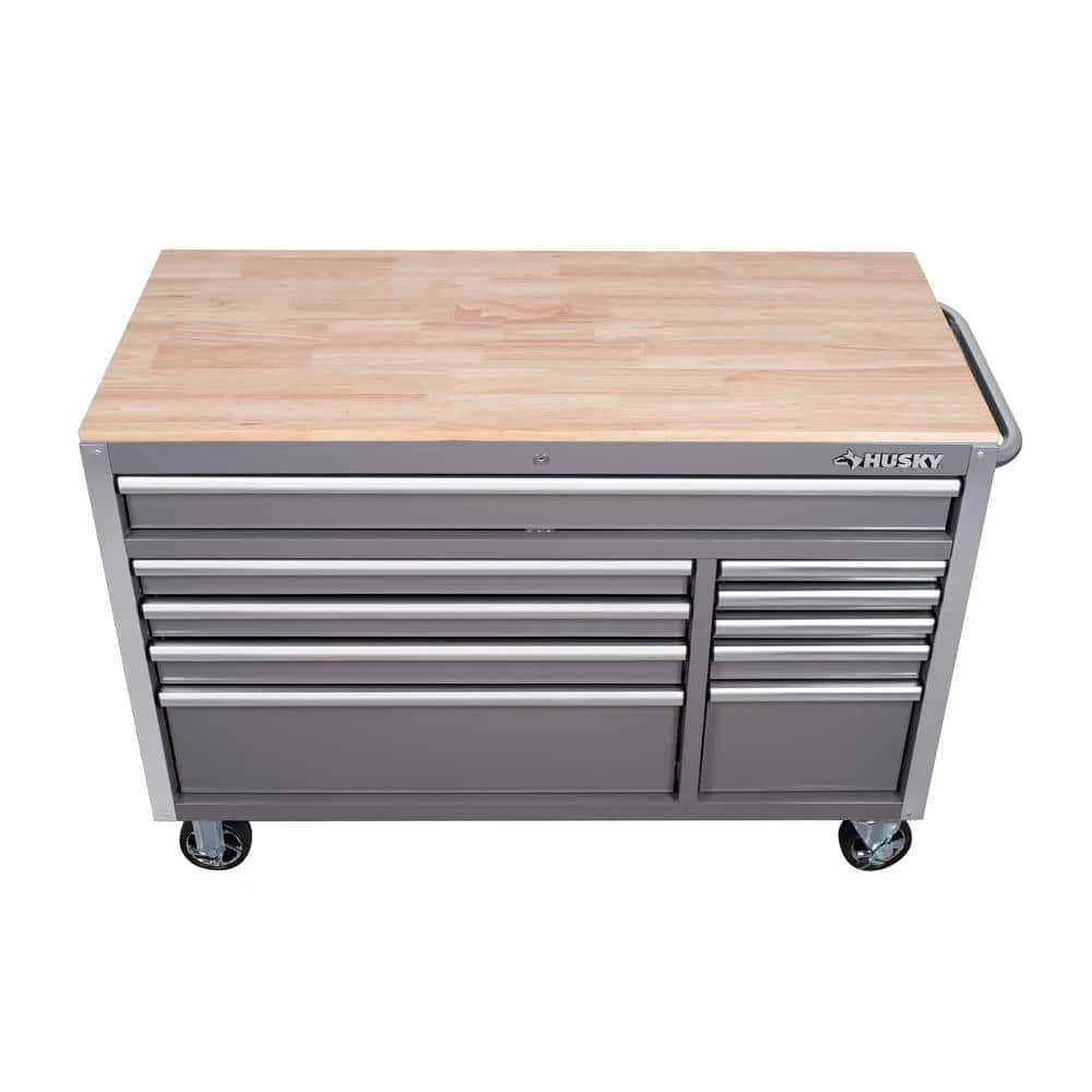 Husky Tool Storage 52 In. W X 25 In. D Standard Duty Gloss Gray Mobile Workbench Tool Chest 8 Husky Tool Storage 52 In. W X 25 In. D Standard Duty Gloss Gray Mobile Workbench Tool Chest - Image 6
