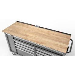 Husky 61 In. W X 24 In. D Standard Duty 10-Drawer Mobile Workbench Tool Chest With Sliding Bin Storage Drawer In Silver -Husky Tools Shop gloss gray with silver trim husky mobile workbenches h61mwc10sr 1f 1000