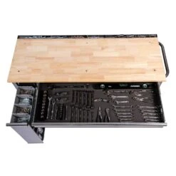 Husky 61 In. W X 24 In. D Standard Duty 10-Drawer Mobile Workbench Tool Chest With Sliding Bin Storage Drawer In Silver -Husky Tools Shop gloss gray with silver trim husky mobile workbenches h61mwc10sr 77 1000