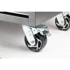 Husky 61 In. W X 24 In. D Standard Duty 10-Drawer Mobile Workbench Tool Chest With Sliding Bin Storage Drawer In Silver -Husky Tools Shop gloss gray with silver trim husky mobile workbenches h61mwc10sr fa 1000