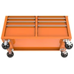 Husky 46 In. W X 18 In. D 9-Drawer Gloss Orange Mobile Workbench Cabinet With Solid Wood Top -Husky Tools Shop gloss orange husky mobile workbenches h46x18mwc9org 1d 1000