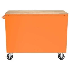 Husky 46 In. W X 18 In. D 9-Drawer Gloss Orange Mobile Workbench Cabinet With Solid Wood Top -Husky Tools Shop gloss orange husky mobile workbenches h46x18mwc9org 66 1000
