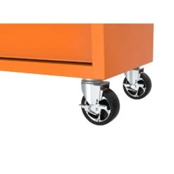 Husky 46 In. W X 18 In. D 9-Drawer Gloss Orange Mobile Workbench Cabinet With Solid Wood Top -Husky Tools Shop gloss orange husky mobile workbenches h46x18mwc9org fa 1000
