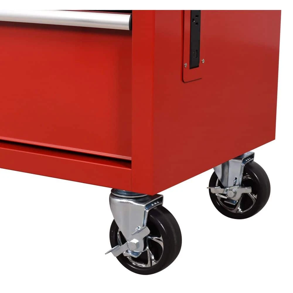 Husky 52 In. W 10-Drawer Gloss Red Mobile Workbench Cabinet With Solid Wood Top And Pegboard 12 Husky 52 In. W 10-Drawer Gloss Red Mobile Workbench Cabinet With Solid Wood Top And Pegboard - Image 10