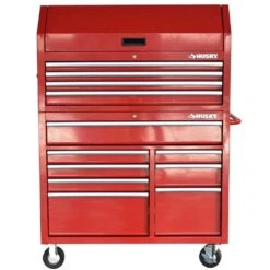 Husky 42 In. 12-Drawer 24.5 In. Deep Tool Chest/Rolling Cab Set Gross Red -Husky Tools Shop gloss red husky tool chest combos hotc4212b21s 1f 1000