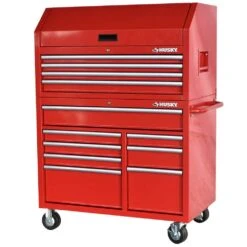 Husky 42 In. 12-Drawer 24.5 In. Deep Tool Chest/Rolling Cab Set Gross Red