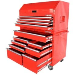 Husky 42 In. 12-Drawer 24.5 In. Deep Tool Chest/Rolling Cab Set Gross Red -Husky Tools Shop gloss red husky tool chest combos hotc4212b21s 76 1000